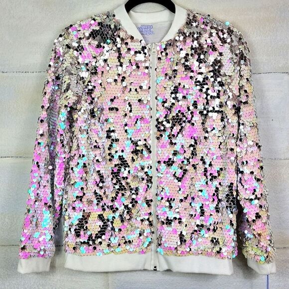 Sale 🔥 More than magic Sequined bomber. Size XL 14/16 GIRL - Picture 1 of 7